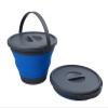 SAMMART 5.5L (1.4 Gallon) Collapsible Plastic Bucket with Lid - Foldable Round Tub with Lid - Portable Fishing Water Pail - Space Saving Outdoor Waterpot. (Grey/Blue (Set of 2)) view 2