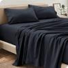 Lotus Bedding Midnight Bue 4 Pcs Sheet Set (1 Flat Sheet + 1 Fitted Sheet 15" + 2 Pillowcases) 100% Egyptian Cotton 600TC Soft and Smooth California King Size view 1