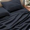 Lotus Bedding Midnight Bue 4 Pcs Sheet Set (1 Flat Sheet + 1 Fitted Sheet 15" + 2 Pillowcases) 100% Egyptian Cotton 600TC Soft and Smooth California King Size view 2