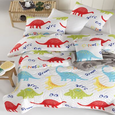 BONPERLA Animals Bedding Set, Full/Queen Size Bedspread Set, Dinosaur Themed Coverlet, Girls Boys Bedding, (Full/Queen)