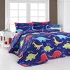 BONPERLA Animals Bedding Set, Full/Queen Size Bedspread Set, Blue Dinosaur Themed Coverlet, Girls Boys Bedding, (Full/Queen) view 1