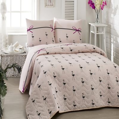 BONPERLA Animals Bedding Set, Twin Size Bedspread Set, Pink Flamingo Themed Coverlet, Girls Boys Bedding, (Twin)