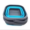 SAMMART 5.5L (1.4 Gallon) Collapsible Square Handy Bucket/Foldable SquareWater Pail/Portable Tub with Handle. (Grey/Ocean Blue (Set of 2)) view 2