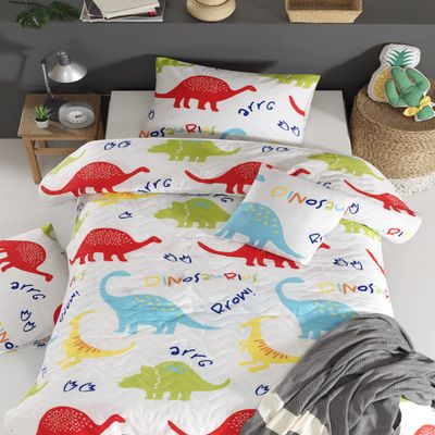 BONPERLA Animals Bedding Set, Twin Size Bedspread Set, DinosaurThemed Coverlet, Girls Boys Bedding, (Twin)