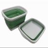 SAMMART 10L (2.6 gallons) Collapsible Plastic Washing Tub-Foldable Tub-Portable Washing Basin/Washtub-Space Saving Outdoor Pop up (Grey/Dark Sea Green (Set of 2)) view 2