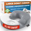 5 STARS UNITED Donut Pillow Hemorrhoid Tailbone Cushion  Large Floor Cushion for Pain Relief  Coccyx, Prostate, Sciatica, Pelvic Floor, Pressure Sores, Pregnancy, Postpartum Recovery, Gray view 1