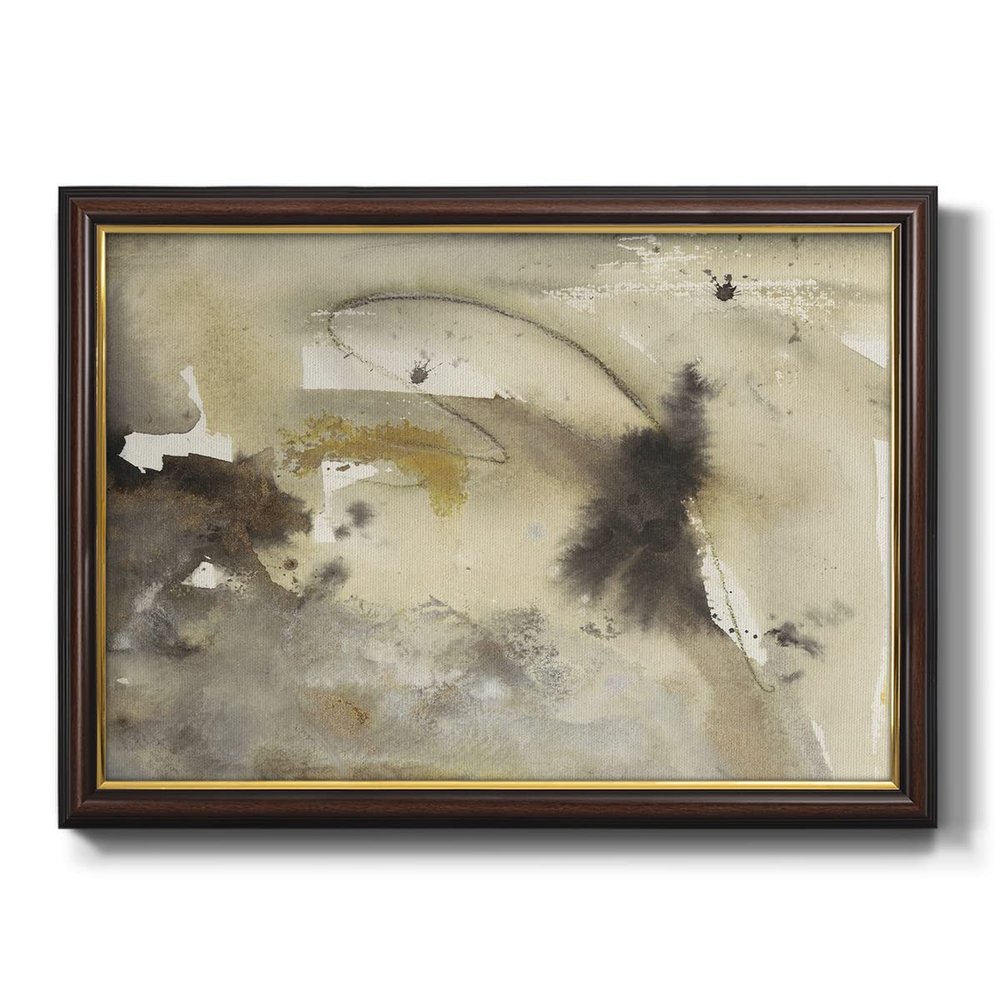 Renditions Gallery Abstract Art Black Walnut Framed Paintings Rustic Gold Black Waves in Motion Modern Canvas Art Prints for Bedroom Dining Living Room Office Home Kitchen Wall Decor - 16"X20"