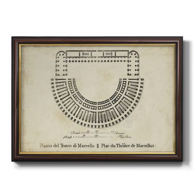 Renditions Gallery Wall Decor Black Walnut Framed Artwork Roman Marcellus Plan Architecture Art Prints for Bedroom Dining Living Room Office Home Kitchen Wall Decor - 16"X20"