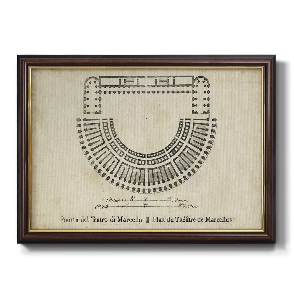 Renditions Gallery Wall Decor Black Walnut Framed Artwork Roman Marcellus Plan Architecture Art Prints for Bedroom Dining Living Room Office Home Kitchen Wall Decor - 16"X20"