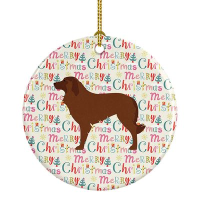 Caroline's Treasures Portuguese Sheepdog Dog Merry Christmas Ceramic Ornament, Multicolor Christmas Tree Hanging Decorations for Home Christmas Holiday, Party, Gift, 3 in, Multicolor