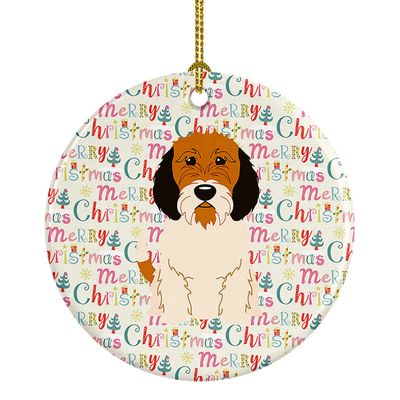Caroline's Treasures Merry Christmas Petit Basset Griffon Veenden Ceramic Ornament, Multicolor Christmas Tree Hanging Decorations for Home Christmas Holiday, Party, Gift, 3 in, Multicolor
