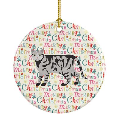 Caroline's Treasures European Shorthair #2 Cat Christmas Ceramic Ornament Christmas Tree Hanging Decorations for Home Christmas Holiday, Party, Gift, 3 in, Multicolor
