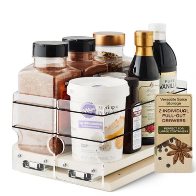 Vertical Spice - Large Pullout Sliding Spice Rack Organizer - 2 Individual 1 Tier Drawers - Premium Rolling Seasoning Holder/Caddy for Hidden Pantry Storage - Made in USA (6.9''W x 5.0" H x 10.6''D)