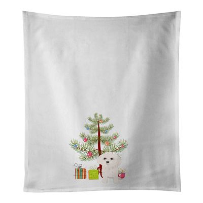 Caroline's Treasures WDK3131WTKT Poodle Toy White Christmas White Kitchen Towel Set of 2 Dish Towels Decorative Bathroom Hand Towel for Hand, Face, Hair, Yoga, Tea, Dishcloth, 19 X 25, White