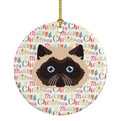 Caroline's Treasures Colorpoint Persian Hymalayan Cat Christmas Ceramic Ornament Christmas Tree Hanging Decorations for Home Christmas Holiday, Party, Gift, 3 in, Multicolor