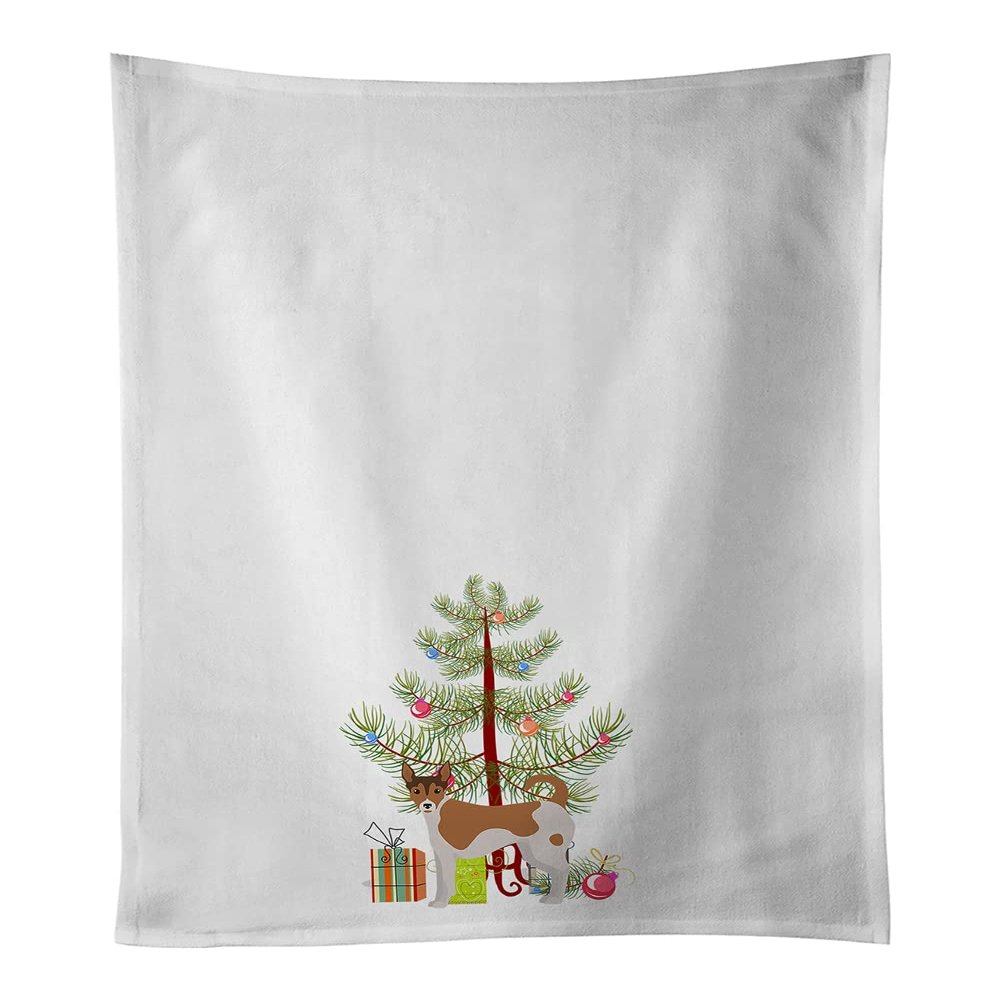 Caroline's Treasures CK3487WTKT Tenterfield Terrier Christmas Tree White Kitchen Towel Set of 2 Dish Towels Decorative Bathroom Hand Towel for Hand, Face, Hair, Yoga, Tea, Dishcloth, 19 X 25, White