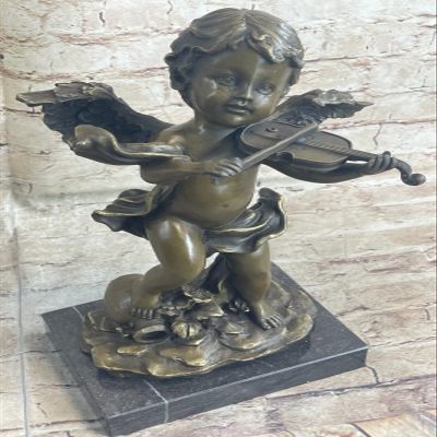 Art Deco Semi Nude Putti Angel Bronze Sculpture by Lost Wax Method Statue Hot Cast Artwork Decor Art by Think Bronze