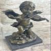 Art Deco Semi Nude Putti Angel Bronze Sculpture by Lost Wax Method Statue Hot Cast Artwork Decor Art by Think Bronze view 1