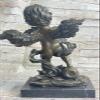 Art Deco Semi Nude Putti Angel Bronze Sculpture by Lost Wax Method Statue Hot Cast Artwork Decor Art by Think Bronze view 3