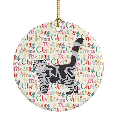 Caroline's Treasures Foldex Exotic Fold #1 Cat Christmas Ceramic Ornament Christmas Tree Hanging Decorations for Home Christmas Holiday, Party, Gift, 3 in, Multicolor