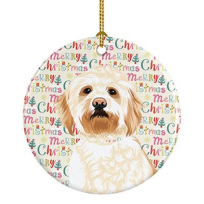 Caroline's Treasures Doodle Red #2 Christmas Ceramic Ornament Christmas Tree Hanging Decorations for Home Christmas Holiday, Party, Gift, 3 in, Multicolor