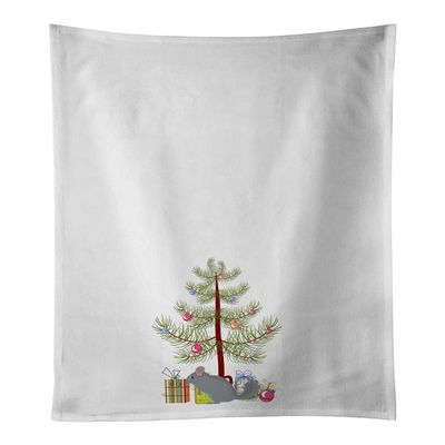 Caroline's Treasures CK4434WTKT Foggy Chinchilla Merry Christmas White Kitchen Towel Set of 2 Dish Towels Decorative Bathroom Hand Towel for Hand, Face, Hair, Yoga, Tea, Dishcloth, 19 X 25, White