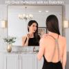 LOAAO 48X36 Gold Bathroom Mirror, Rounded Rectangle Gold Frame Mirror, Brushed Gold Bathroom Vanity Mirror Wall-Mounted, Anti-Rust, Tempered Glass, Hangs Horizontally or Vertically view 2