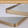 LOAAO 48X36 Gold Bathroom Mirror, Rounded Rectangle Gold Frame Mirror, Brushed Gold Bathroom Vanity Mirror Wall-Mounted, Anti-Rust, Tempered Glass, Hangs Horizontally or Vertically view 3