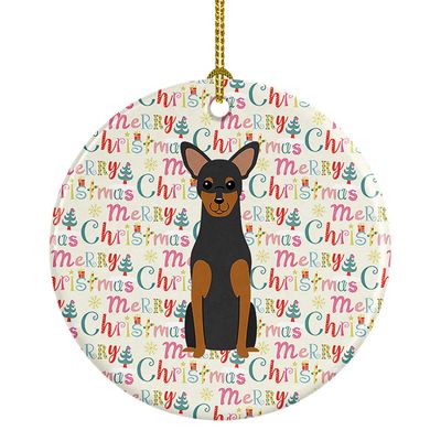 Caroline's Treasures Merry Christmas Manchester Terrier Ceramic Ornament, Multicolor Christmas Tree Hanging Decorations for Home Christmas Holiday, Party, Gift, 3 in, Multicolor