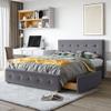 Classic Queen Size Platform Bed with Upholstered Headboard and 4 Drawers, Linen Fabric Storage Bed with Strong Wooden Slats,for bedrooms,Guest Rooms (Dark Gray#k) view 1