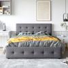 Classic Queen Size Platform Bed with Upholstered Headboard and 4 Drawers, Linen Fabric Storage Bed with Strong Wooden Slats,for bedrooms,Guest Rooms (Dark Gray#k) view 3
