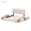 Classic Queen Size Platform Bed with Upholstered Headboard and 4 Drawers, Linen Fabric Storage Bed with Strong Wooden Slats,for bedrooms,Guest Rooms (Beige#k) view 2