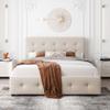 Classic Queen Size Platform Bed with Upholstered Headboard and 4 Drawers, Linen Fabric Storage Bed with Strong Wooden Slats,for bedrooms,Guest Rooms (Beige#k) view 3