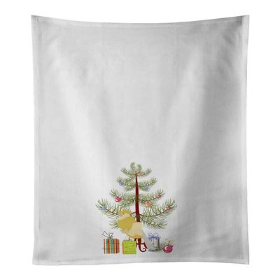 Caroline's Treasures CK4479WTKT French Curly Canary Merry Christmas White Kitchen Towel Set of 2 Dish Towels Decorative Bathroom Hand Towel for Hand, Face, Hair, Yoga, Tea, Dishcloth, 19 X 25, White