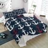 3 Pieces Duvet Cover California King Bedding Sets Nautical Red and White Anchors Luxury Soft Comforter Cover with Pillowcases Ocean Element on Dark Blue Microfiber Quilt Covers Set for Bedroom Decor view 1