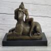 Large Regency Bronze, Ormolu and Black Slate Sphinx W/Nymph Nude Artwork Hot Cast Artwork Decor Art by Think Bronze view 1