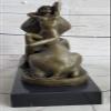 Large Regency Bronze, Ormolu and Black Slate Sphinx W/Nymph Nude Artwork Hot Cast Artwork Decor Art by Think Bronze view 3