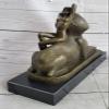 Large Regency Bronze, Ormolu and Black Slate Sphinx W/Nymph Nude Artwork Hot Cast Artwork Decor Art by Think Bronze view 4
