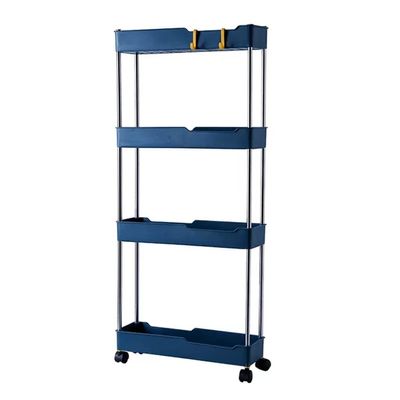 12cm Wide Kitchen Storage,Slide Out Rolling Utility Cart,Mobile Shelving Unit Organizer Slide Out Storage Rolling Utility Cart Tower Rack for Kitchen Bathroom Narrow Places ( Color : Blue , Size : 4 T