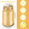12 Pcs Decorative Mason Jars 16oz Painted Wide Mason Jars for Table Centerpiece DIY Home Decoration Birthday Housewarming Party Wedding Favor(Gold) view 2