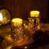 12 Pcs Decorative Mason Jars 16oz Painted Wide Mason Jars for Table Centerpiece DIY Home Decoration Birthday Housewarming Party Wedding Favor(Gold) view 3