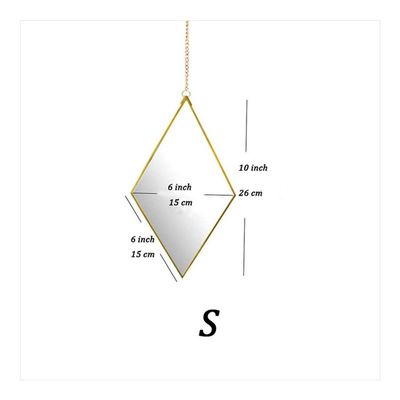 ZXMJYHK Wall Stickers Decorative Mirrors Golden Frame,Wall-Mounted Mirror,Wall Art for Entryways Washrooms Living Rooms Nordic Diamond Style Mirror, (Color : S)