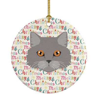 Caroline's Treasures Brazilian Longhair Cat Christmas Ceramic Ornament Christmas Tree Hanging Decorations for Home Christmas Holiday, Party, Gift, 3 in, Multicolor
