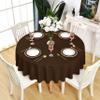 KAIPHO Brown Round Tablecloth - Waterproof Stain Resistant Wrinkle Free Table Cloth, 210GSM Polyester Washable Wipeable Table Cover for Party, Banquet, Wedding, Indoor and Outdoor(48 inch, Circle) view 1