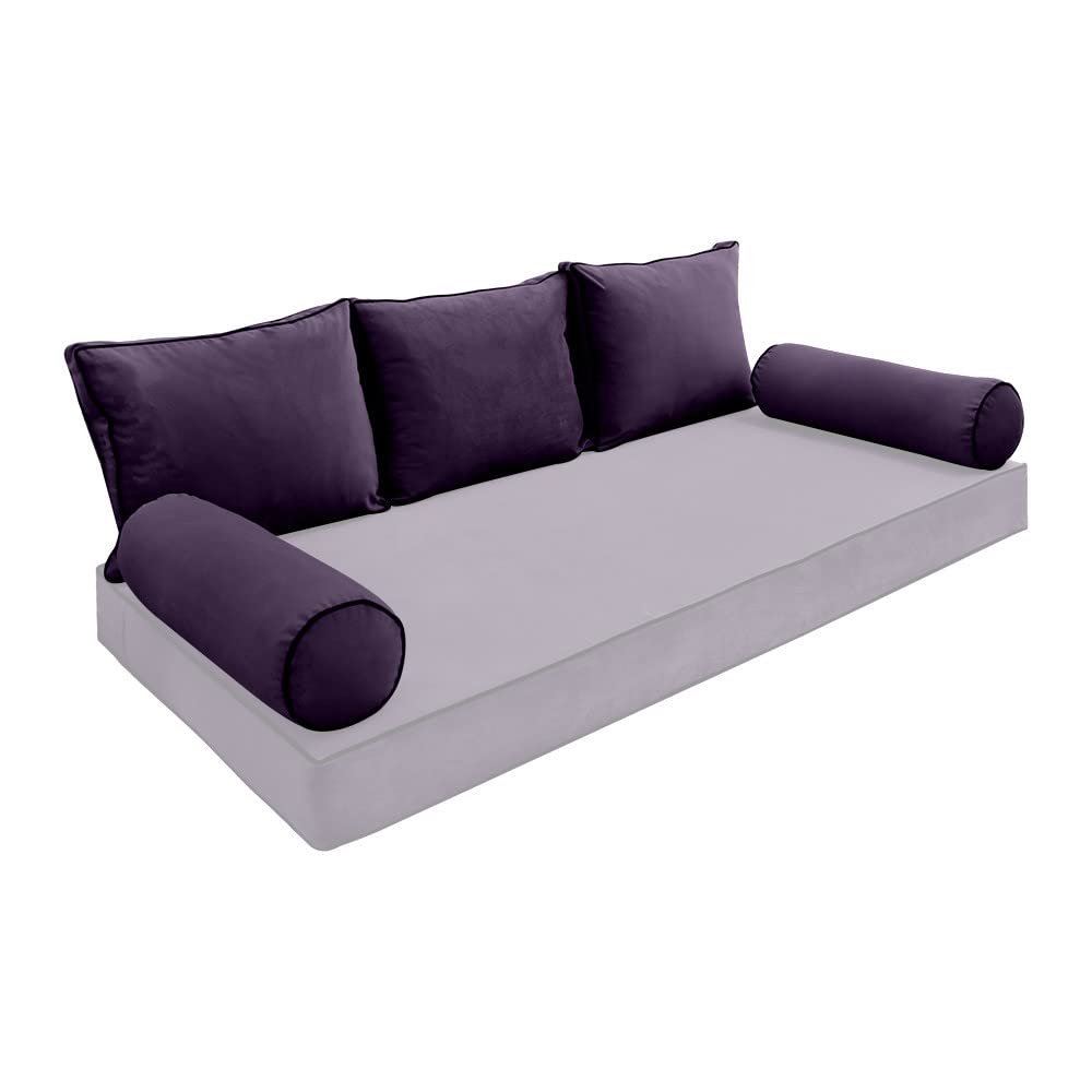 Cover ONLY Model V3 Twin Velvet Contrast Indoor Daybed Cushion Bolster - AD339