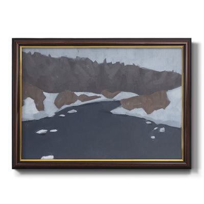 Renditions Gallery Canvas Wall Art Black Walnut Frame Paintings Water Stream Boulders Abstract Canvas Modern Decor Art for Bedroom Dining Living Room Office Home Kitchen Wall Hanging - 24"x36"