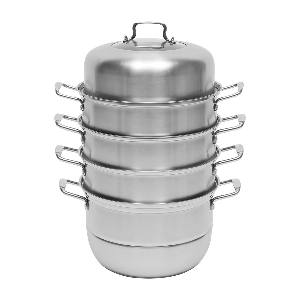 5 Tier Multi Tier Layer Stainless Steel Steamer Pot For Cooking With Stackable Pan Insert/Lid, Diameter 32cm Food Steamers, Vegetable Steamer Cookware Pot