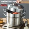 5 Tier Multi Tier Layer Stainless Steel Steamer Pot For Cooking With Stackable Pan Insert/Lid, Diameter 32cm Food Steamers, Vegetable Steamer Cookware Pot view 4
