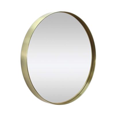 ZXMJYHK Wall Stickers Decorative Mirrors Glass Panel Gold Framed Rounded Circle Deep Set Design (12.3" Round) Brushed Metal Gold Wall Mirror | (Color : Electroplate, Size : 31x31cm)