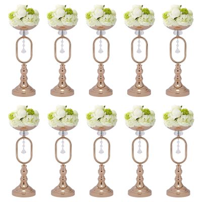 10 Pcs Gold Vases for Centerpieces, 15.5" Candle Stand Centerpieces for Wedding Metal Flower Stand Versatile Wedding Pillar Candle Holder Decorations for Reception Tables